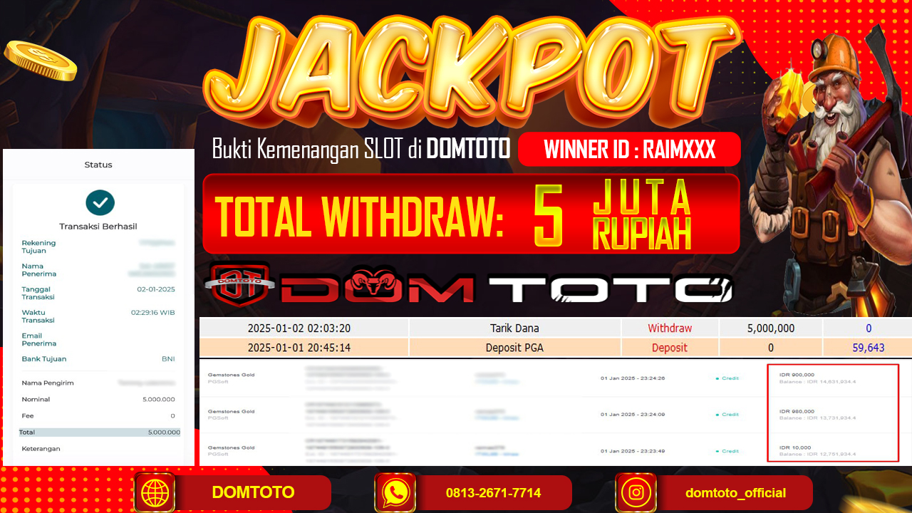 JACKPOT SLOT GEMSTONES GOLD  02 JANUARI 2025